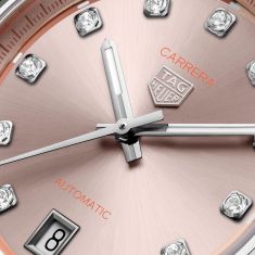 TAG Heuer CARRERA Date Diamond Powdery Pink Dial Stainless Steel Watch 36mm - WBN231D.BA0001