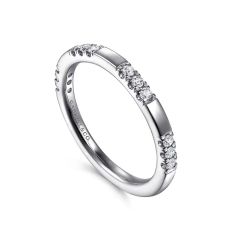 Gabriel & Co. 1/5ctw Round Diamond 14k White Gold Wedding Band