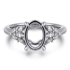 Gabriel & Co. Cami 1/3ctw Diamond Oval 14k White Gold Engagement Ring Setting 1