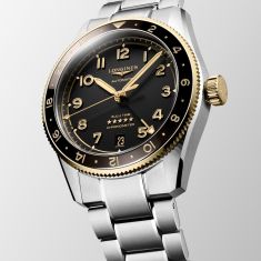 Longines Spirit Zulu Time Black Dial Stainless Steel Bracelet Watch 39mm - L38025536