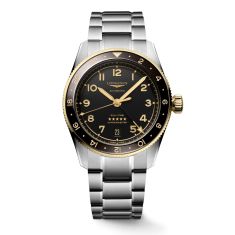 Longines Spirit Zulu Time Black Dial Stainless Steel Bracelet Watch 39mm - L38025536