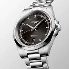 Longines Conquest Black Diamond Accented Dial Stainless Steel Bracelet Watch 41mm - L38304576