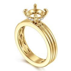 Gabriel & Co. Sela 1/15ctw Diamond Hidden Halo Round Shape 14k Yellow Gold Engagement Ring Setting