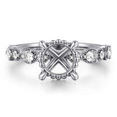 Gabriel & Co. Eleeza 5/8ctw Diamond Round Victorian 14k White Gold Engagement Ring Setting 1