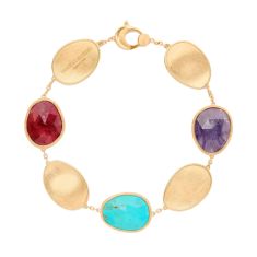 Marco Bicego Lunaria 18k Yellow Gold Bracelet with Thulite, Turquoise and Charoite 1