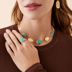 Marco Bicego Lunaria 18k Yellow Gold Necklace with Turquoise