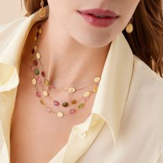 Marco Bicego Lunaria 18k Yellow Gold Three-Strand Tourmaline Necklace