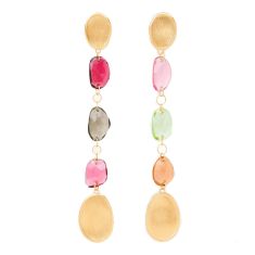 image of Marco Bicego Lunaria 18k Yellow Gold Mixed Tourmaline Statement Earrings with sku:20562641