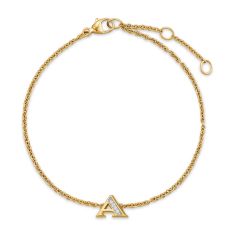 David Yurman Petite Pave Initial Chain Bracelet in 18K Yellow Gold with Diamond A