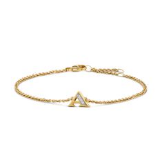 image of David Yurman Petite Pave Initial Chain Bracelet in 18K Yellow Gold with Diamond A with sku:20563037