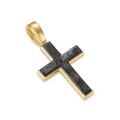 Men's David Yurman Cross Amulet in 18K Yellow Gold with Forged Carbon, 24mm