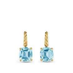 David Yurman Marbella Drop Earrings in 18K Yellow Gold with Sky Blue Topaz, 25mm