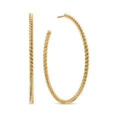 David Yurman Cable Hoop Earrings in 18K Yellow Gold, 42.3mm 1