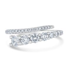 1ctw Lab Grown Diamond Journey 14k White Gold Open Bypass Ring