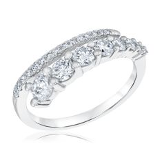 1ctw Lab Grown Diamond Journey 14k White Gold Open Bypass Ring 1