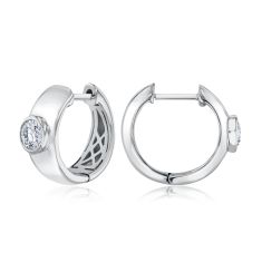 1/2ctw Lab Grown Diamond 14k White Gold Huggie Hoop Earrings