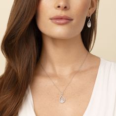 1ctw Pear Lab Grown Diamond Frame 14k White Gold Pendant Necklace