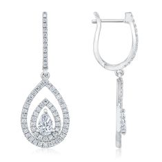 1 1/2ctw Pear Lab Grown Diamond Frame 14k White Gold Drop Earrings