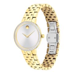 Movado Museum Classic Lab Grown Diamond Accent Silver-Tone Dial Gold-Tone Watch 30mm - 0608068