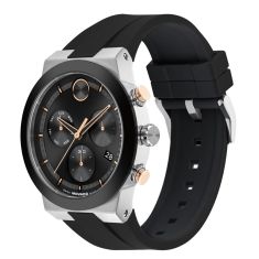 Movado BOLD Fusion Black Dial Black Silicone Strap Watch 44mm - 3601330