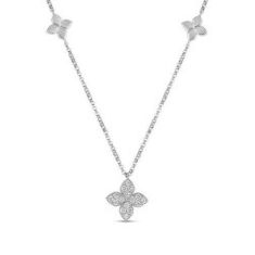 image of Roberto Coin 1/6ctw Diamond Love By The Inch Polished Flower Station 18k White Gold Necklace with sku:20564340