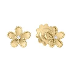 Roberto Coin Jasmine Diamond Accent Polished 18k Yellow Gold Small Flower Stud Earrings