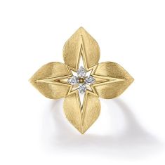 Roberto Coin Princess 1/6ctw Diamond 18k Yellow Gold Large Star Ring - Size 6.5