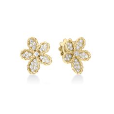image of Roberto Coin Jasmine 5/8ctw Diamond Flower 18k Yellow Gold Stud Earrings with sku:20564480