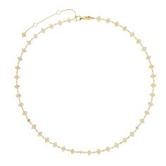 image of Roberto Coin Principessa 1/10ctw Diamond and 18k Yellow Gold Flower Station Link Necklace with sku:20564522