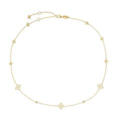 Roberto Coin Principessa 1/20ctw Diamond Accent Small and Large Flower Station 18k Yellow Gold Necklace 1
