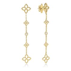Roberto Coin Principessa 1/20ctw Diamond and 18k Yellow Gold Flower Station Dangle Earrings 1