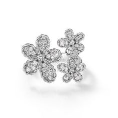 Roberto Coin Jasmine 5/8ctw Diamond Pave 18k White Gold Multi-Flower Ring - Size 6.5