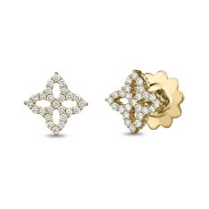 image of Roberto Coin Princess 1ctw Diamond Outline Medium Flower 18k Yellow Gold Stud Earrings with sku:20564639