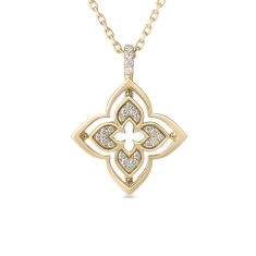 Roberto Coin Venetian Princess Pirouette 1/7ctw Diamond and Chrysoprase 18k Yellow Gold Flower Pendant Necklace