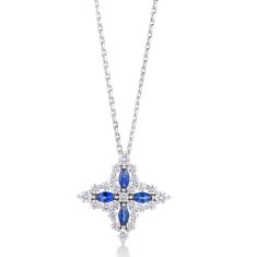 Roberto Coin Princess Blue Sapphire and Diamond 18k White Gold Pendant Necklace
