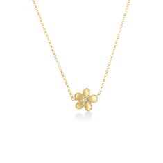 Roberto Coin Jasmine Diamond Accent Polished Flower 18k Yellow Gold Pendant Necklace 1