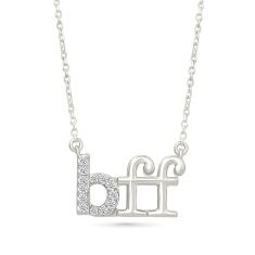 1/15ctw Diamond 'bff' Sterling Silver Pendant Necklace