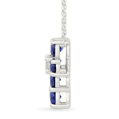 Created Blue sapphire and Created White Sapphire Sterling Silver Cross Pendant Necklace