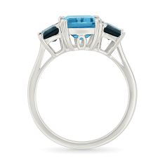 Swiss Blue Topaz and London Blue Topaz Sterling Silver Three-Stone Ring