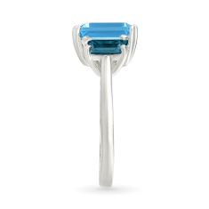 Swiss Blue Topaz and London Blue Topaz Sterling Silver Three-Stone Ring