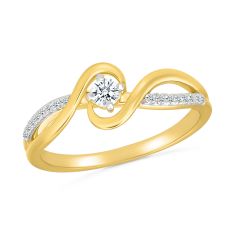 1/6ctw Diamond 10k Yellow Gold Swirl Promise Ring