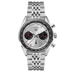 TAG Heuer CARRERA Chronograph Bi-Compax Panda Silver-Tone Dial Stainless Steel Watch 39mm - CBS2216.BA0048