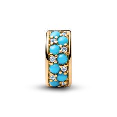 Pandora Aqua Blue Gold-Plated Clip Charm
