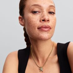 Pandora Sparkling Blue Starfish Gold-Plated Dangle Charm