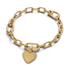 Pandora Engravable Heart Gold-Plated Medallion Charm