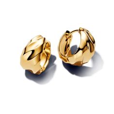 image of Pandora Essence Rippled Gold-Plated Hoop Earrings with sku:20569133