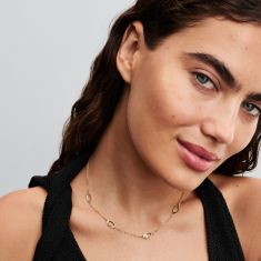 Pandora Essence Organically Shaped Oval & Treated Freshwater Cultured Pearl Gold-Plated Necklace