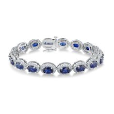 Created Blue Sapphire and Created White Sapphire Sterling Silver Bracelet 1