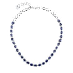 Created Blue Sapphire and Created White Sapphire Sterling Silver Necklace