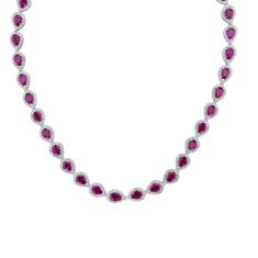 Created Ruby and Created White Sapphire Sterling Silver Necklace 1